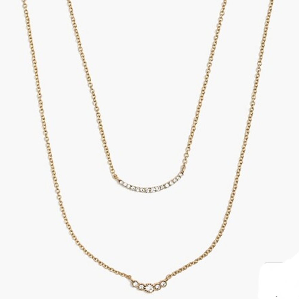 J. Crew Two-layer delicate crystal necklace set NWT